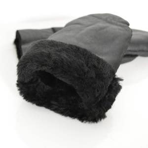 Men Leather Mittens Made With Black Sheepskin Leather and Inner Soft ...