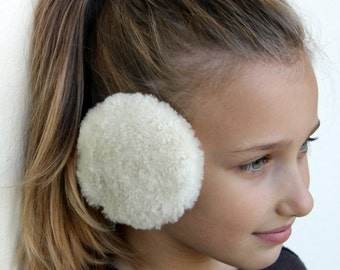 Fur Earmuffs made with white real fur for the winter. Really warm, soft and stylish Fur Earmuffs, a great gift for her