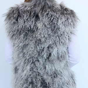 Sleeveless Women's Jacket Made With Lightweight Mongolian Lamb Fur in ...