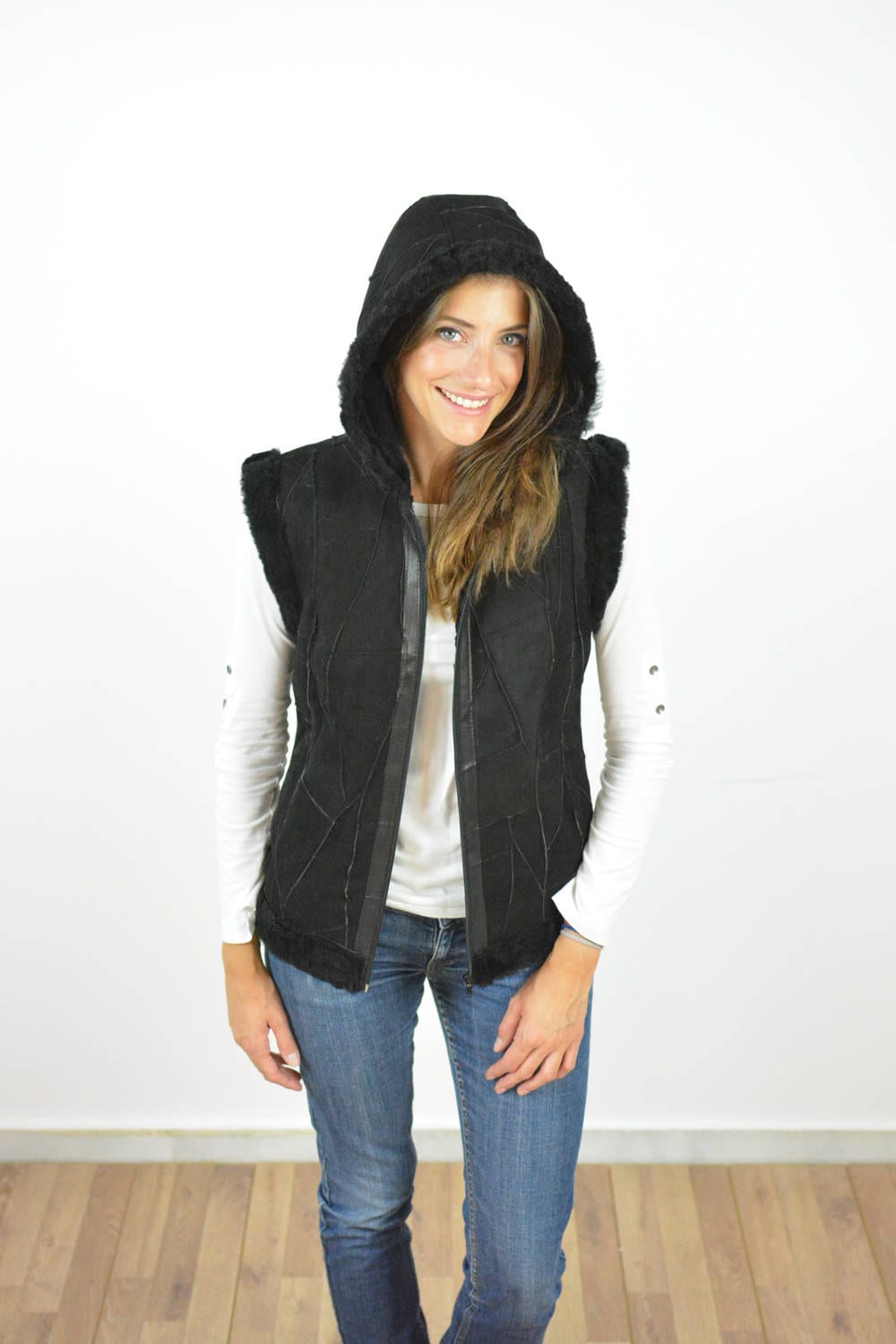 Sleeveless Jacket for Women With Hoodie 