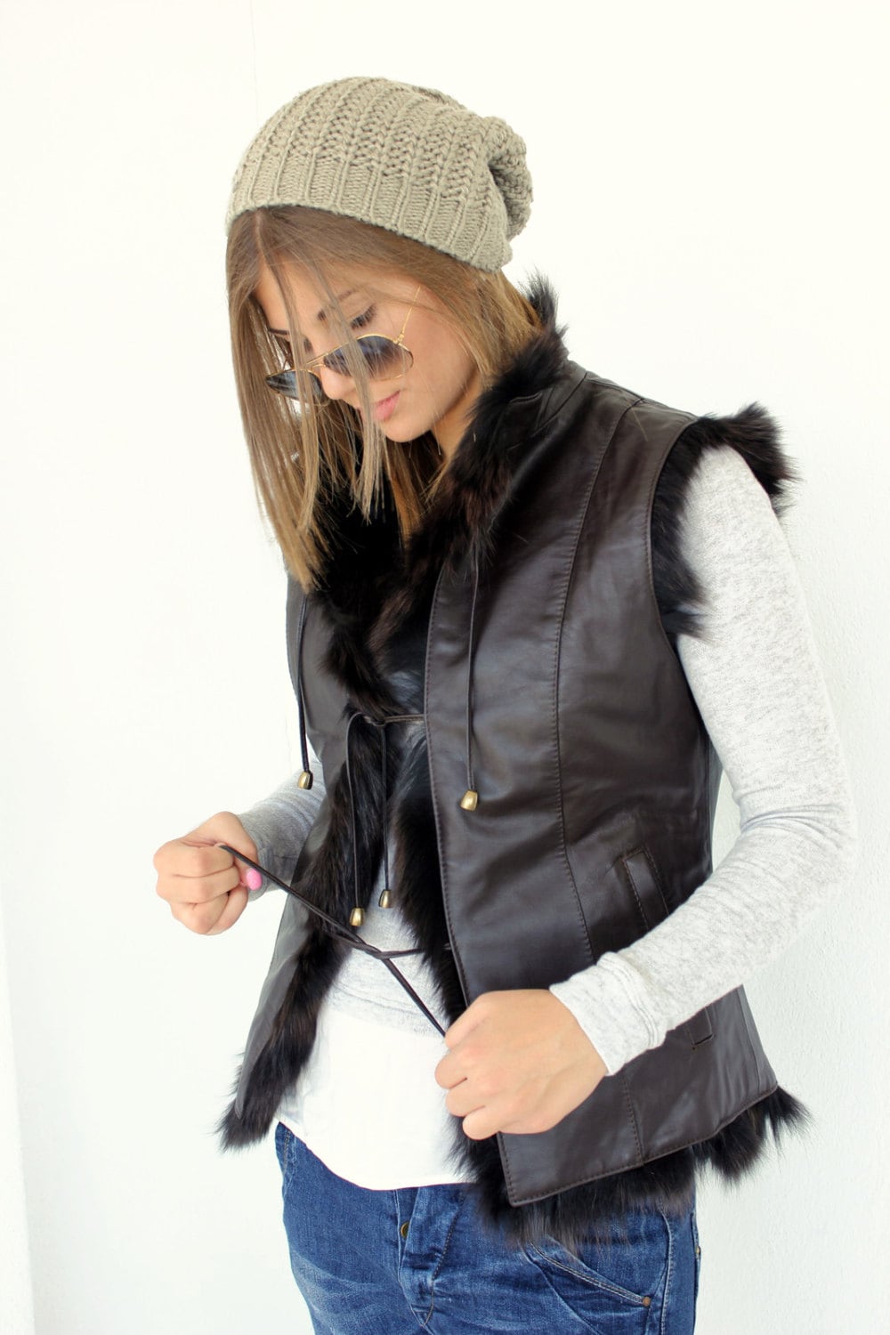 UND reversible mottled FUR VEST Reversible Fur Vest - Etsy