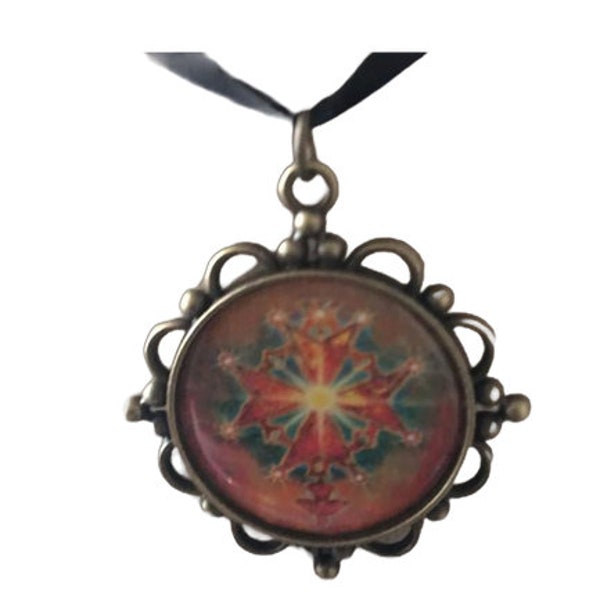 pendentif croix huguenote métal bronze