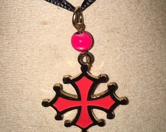 pendentif croix occitane émaillé rouge