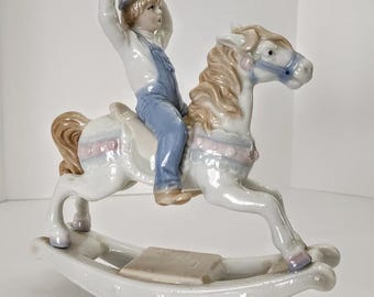 Vintage Paul Sebastian style Little Boy on Rocking Horse Figurine, JP 21