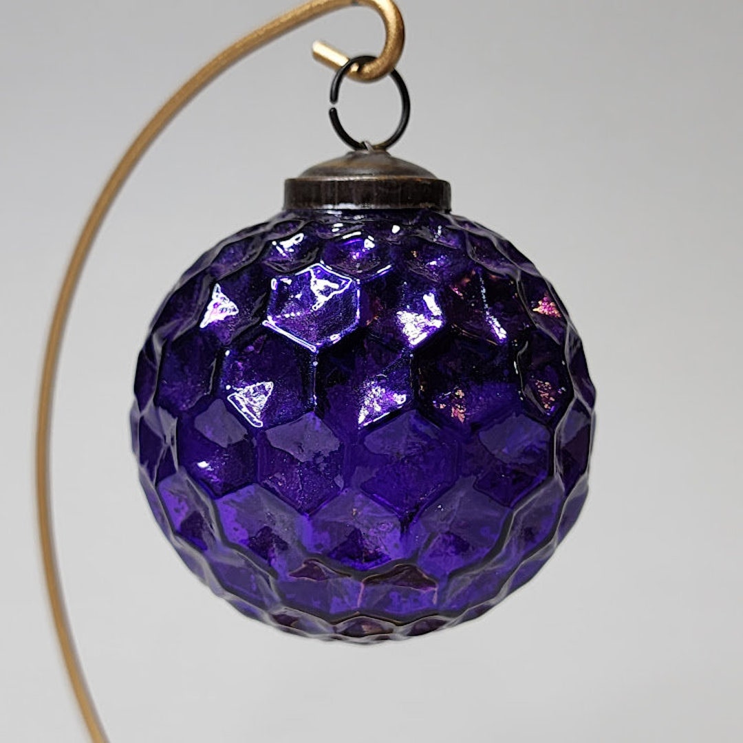 Pair of Kugel Style Christmas Ornaments Purple and Red Etsy