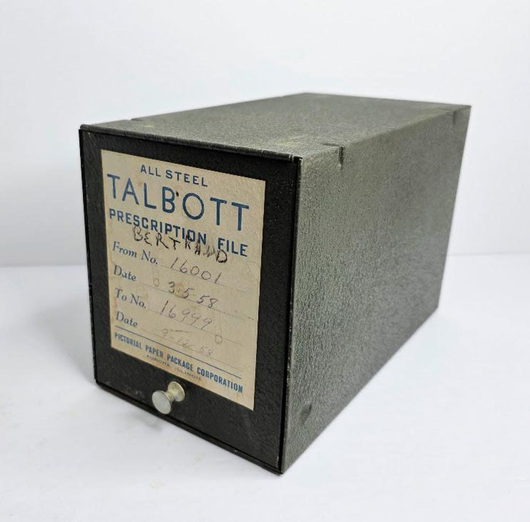 Vintage Metal Prescription File Box, Talbot Prescription File 1958 - Etsy