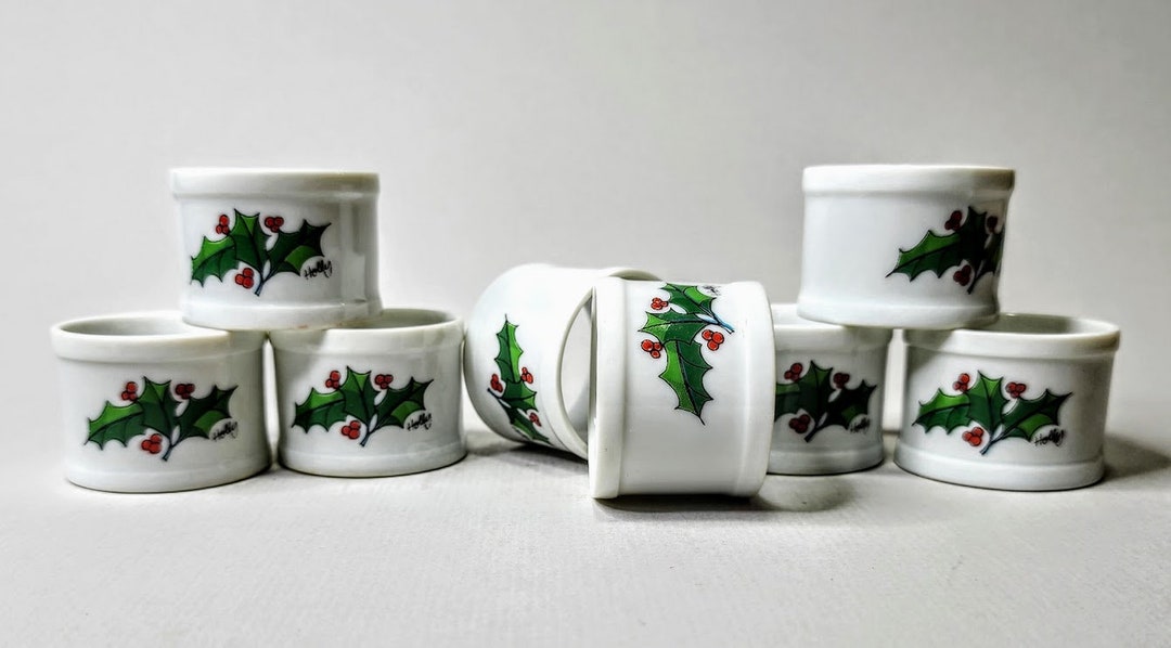 Holly Napkin Rings Set of 8 Etsy