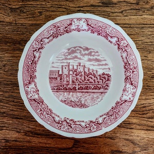 Royal Swan Historic Conway Castle, Red Transferware China Vegetable Serving Bowl, Made in England