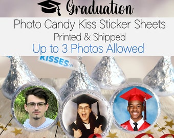 Custom Photo Graduation Chocolate Candy Stickers for Hershey Kisses® | Graduation Party Favors & Decorations | GRAD PHOTO
