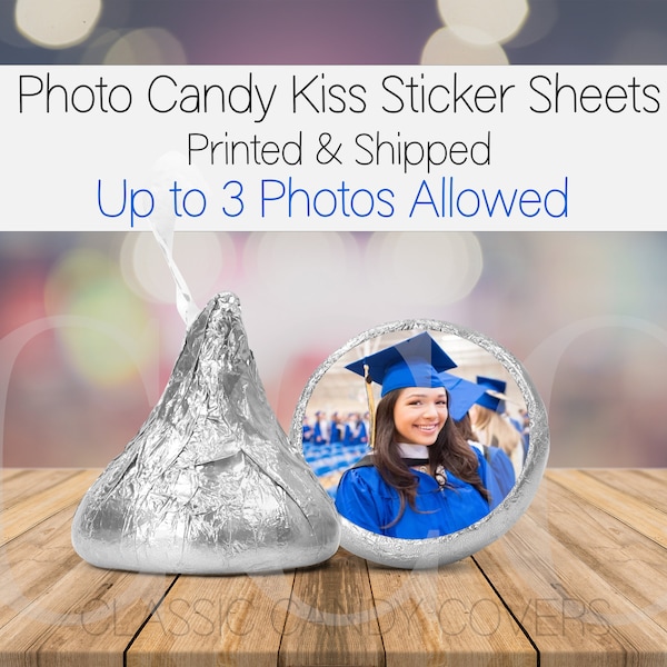Photo Candy Stickers for Hershey Kisses® | Birthday Graduation Anniversary Baby Shower Bridal Wedding Pet Picture Party Favor Decorations