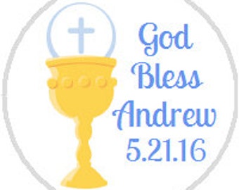 Gold Chalice COMMUNION BOY Candy Favor Stickers - fits Hershey Kisses® - 108 stickers per sheet