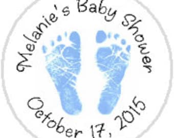 Baby Shower, Baby Boy Blue Footprints 108 Candy Stickers. fits Hershey Kisses® - 108 stickers per sheet