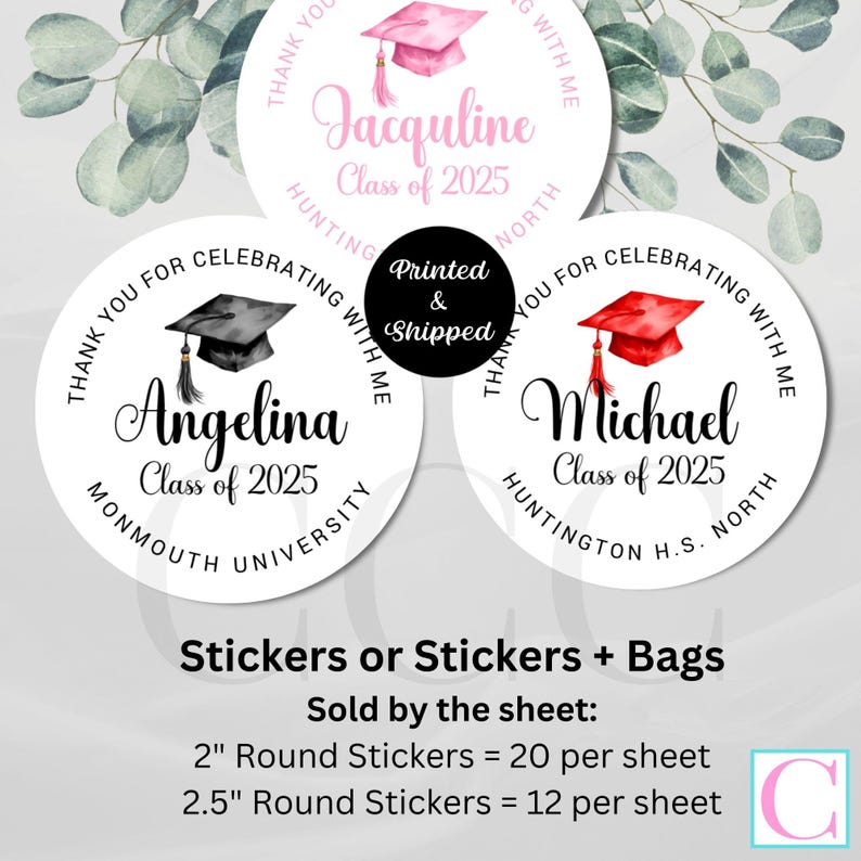 Graduation Stickers, A Sweet Ending to a New Beginning, Thank you stickers, One Smart Cookie Stickers, Grad Party Favors, Grad Favor Treat Bags, Candy Labels, Popcorn Stickers, Cupcake Toppers, Envelope Seals, Class of 2025