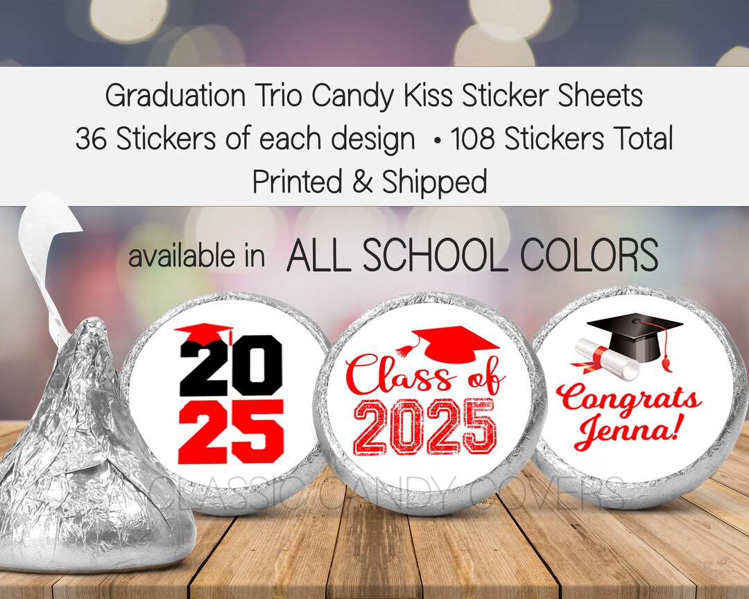 Graduation Chocolate Candy Stickers for Hershey Kisses® | Class of 2026 ...