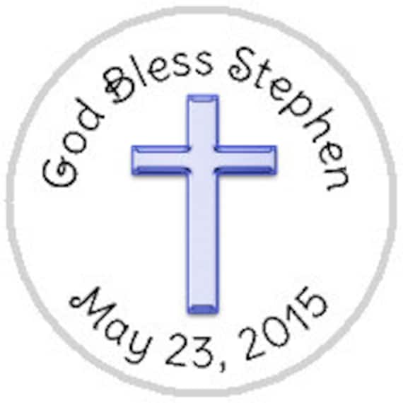 Blue Cross Communion Baptism Christening Candy Stickers - fits Hershey Kisses® - 108 stickers per sheet