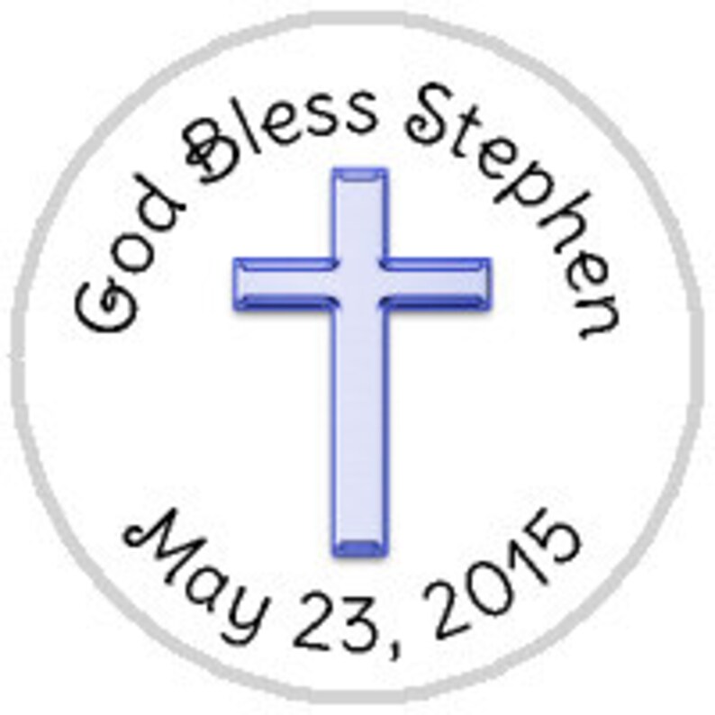 May include: A white circle with a blue cross in the centre. The text "God Bless Stephen May 23, 2015" is written around the cross.