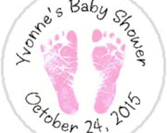 Baby Shower, Baby Girl Pink Footprints Candy Stickers, fits Hershey Kisses® - 108 stickers per sheet