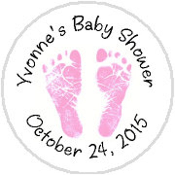 Baby Shower, Baby Girl Pink Footprints Candy Stickers, fits Hershey Kisses® - 108 stickers per sheet