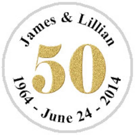 50th Gold Anniversary 108 Candy Stickers - fits Hershey Kisses® - 108 stickers per sheet
