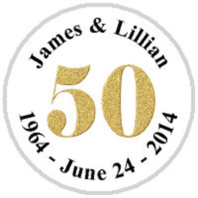 50th Gold Anniversary 108 Candy Stickers - fits Hershey Kisses® - 108 stickers per sheet image 1