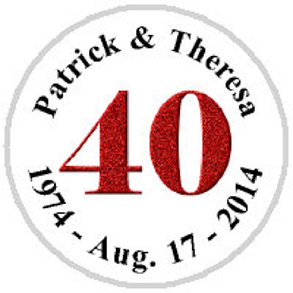 40th Red Anniversary 108 Candy Stickers - fits Hershey Kisses® - 108 stickers per sheet