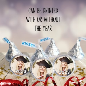 Custom Photo Hershey Kisses Candy Chocolate Drop Stickers Labels, Graduation, Bridal Shower, Baby Shower, Birthday, Retirement, Party Favors, Gift Ideas, 25th 50th Anniversary, Personalized Stickers, Pet Photos, Logos, Corporate Gift Ideas.