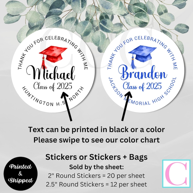 Graduation Stickers, A Sweet Ending to a New Beginning, Thank you stickers, One Smart Cookie Stickers, Grad Party Favors, Grad Favor Treat Bags, Candy Labels, Popcorn Stickers, Cupcake Toppers, Envelope Seals, Class of 2025