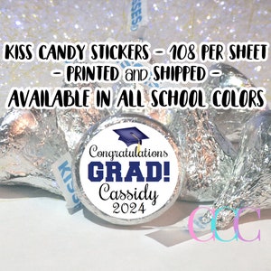 2024 Personalized Graduation Chocolate Candy Stickers for Hershey Kisses® | Graduation Party Favors & Decorations | Congratulations GRAD