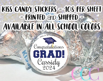 2024 Personalized Graduation Chocolate Candy Stickers for Hershey Kisses® | Graduation Party Favors & Decorations | Congratulations GRAD