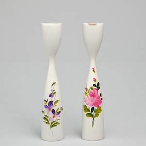 Two Candlesticks, wood, painted, danish, 60s Vintage