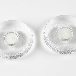 Two tealight holders / candlesticks, Glass, Iittala. Designed Markku Salo