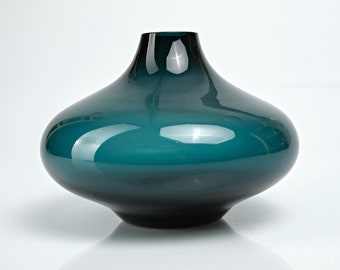 Vase Vintage Soufflé à la main années 60, Scandinave, bleu-vert