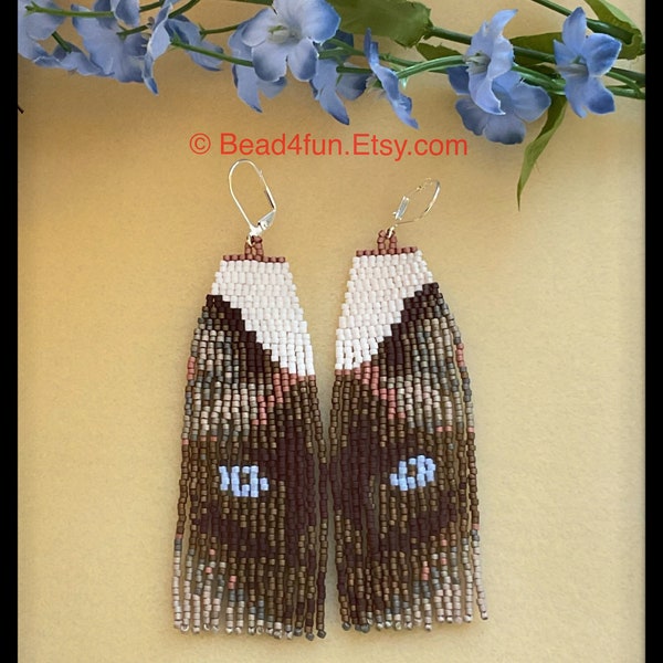 Siamese Cat Seed Beaded Fringe Earrings, Cat Mom Cat Lover Pet Earring Pet Portrait Cat Memorial Earring Cat Lady Cat Jewelry Boho  Bead4fun