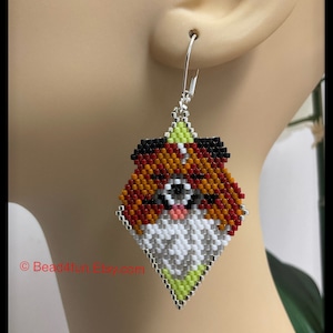 Pomeranian Seed Beaded Dog Earrings, Brick Stitch Earrings, Dog Earrings, Dog Mom Earrings, Pomeranian Dog Earrings, Gift For Her, Bead4Fun