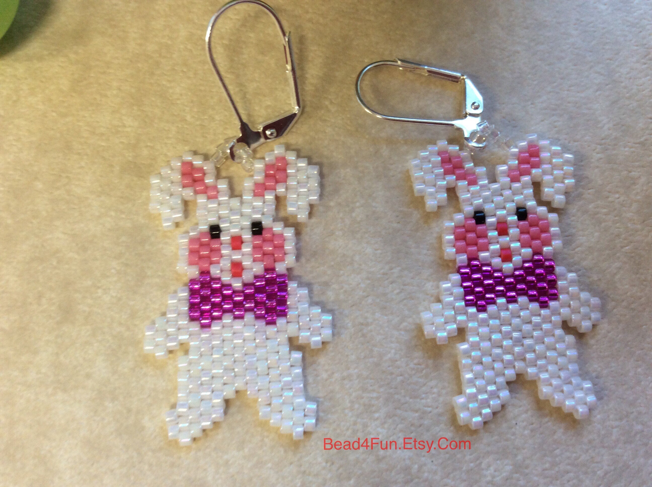 Beaded online bunny earrings