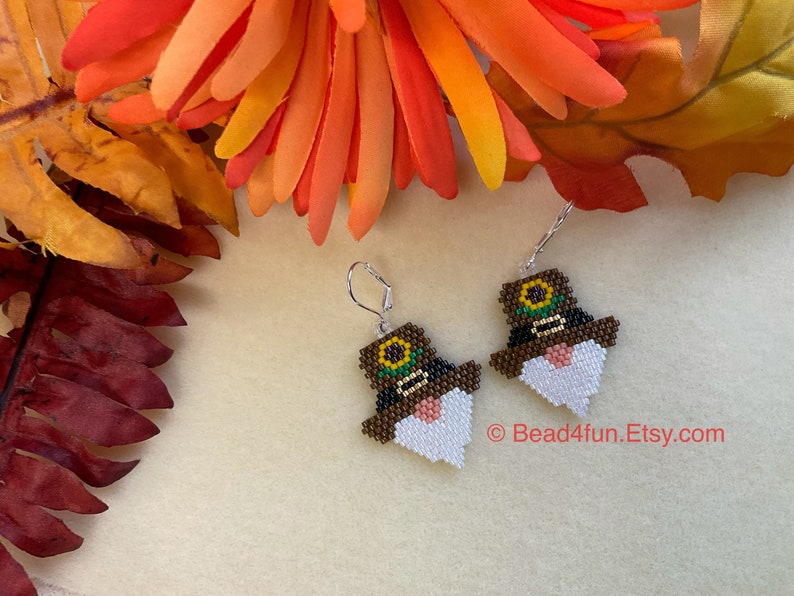 Seed Beaded Earrings Name: fall Gnomes Beaded Gnome - Etsy