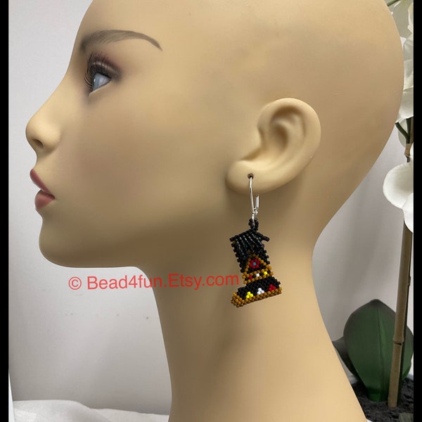 Seed Beaded Black Boots Earrings With Fringe Southwestern Inspired Nature Inspired Beaded Black Boots With Fringe Country Western. Bead4fun