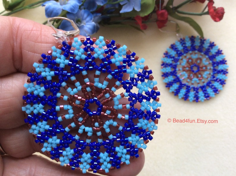 Seed Beaded Circle Lace Geometric Peyote Earrings, Modern Western Boho Fashion Style Affordable Gift For Her, Limited Edition, Bead4fun image 6