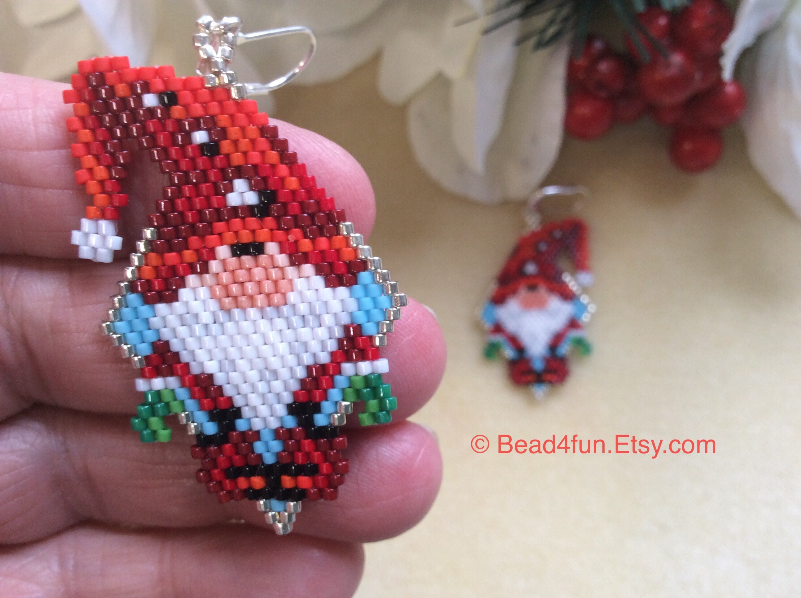 Seed Beaded Earrings Name red Gnomes gnome Earrings Etsy Ireland