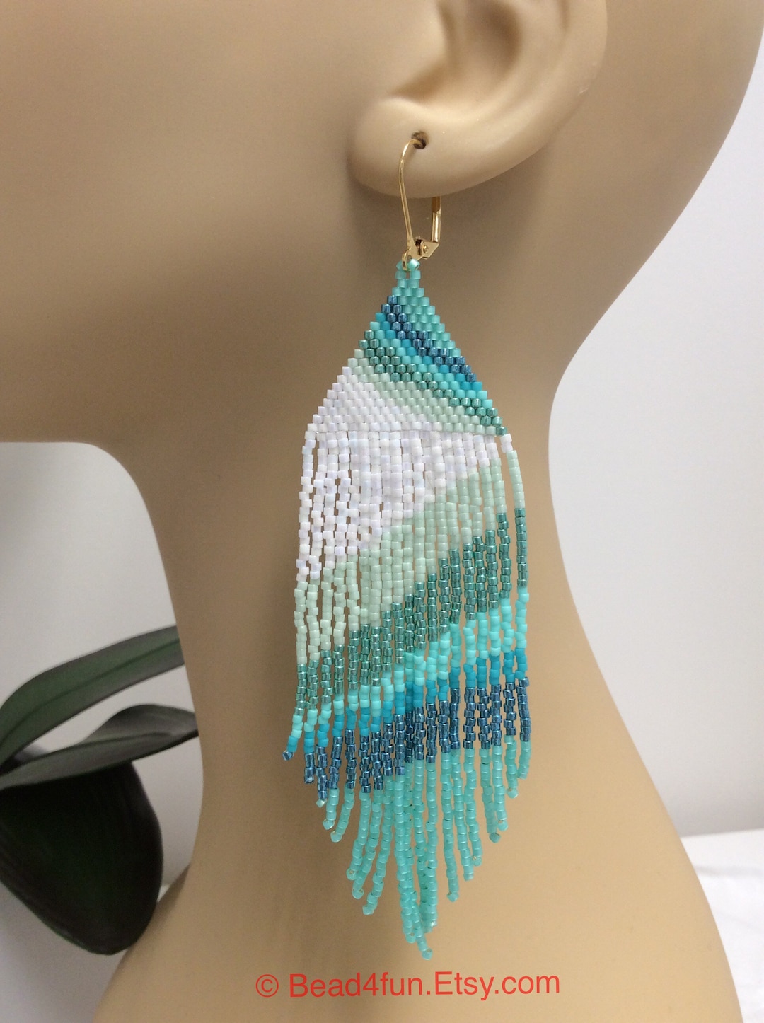 Boho Western Style Seed Bead Long Fringe Earrings - Brick Stitch ...