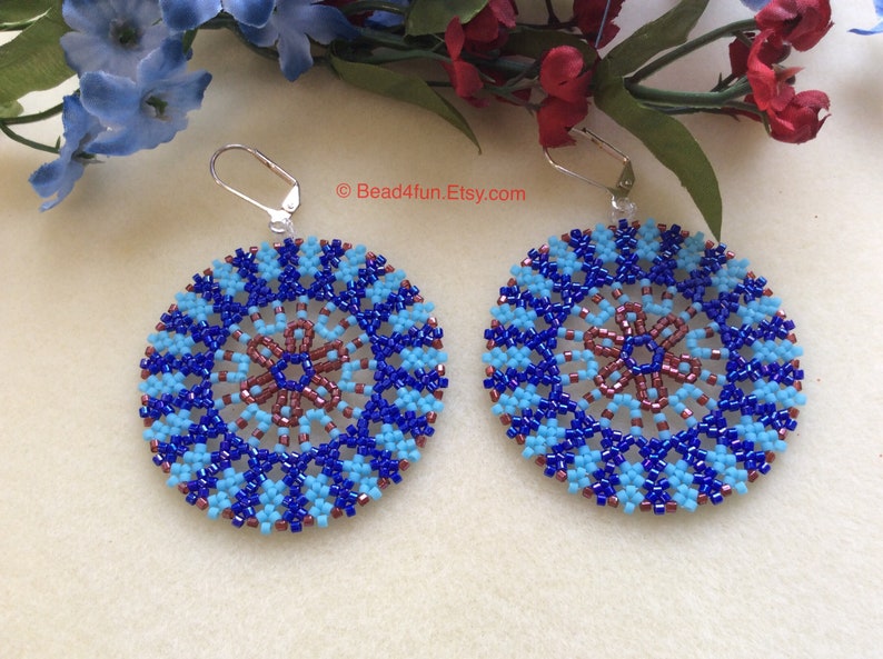 Seed Beaded Circle Lace Geometric Peyote Earrings, Modern Western Boho Fashion Style Affordable Gift For Her, Limited Edition, Bead4fun image 9