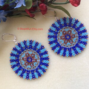 Seed Beaded Circle Lace Geometric Peyote Earrings, Modern Western Boho Fashion Style Affordable Gift For Her, Limited Edition, Bead4fun image 7