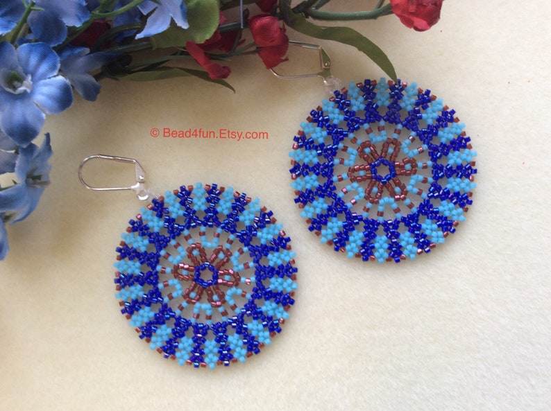 Seed Beaded Circle Lace Geometric Peyote Earrings, Modern Western Boho Fashion Style Affordable Gift For Her, Limited Edition, Bead4fun image 7