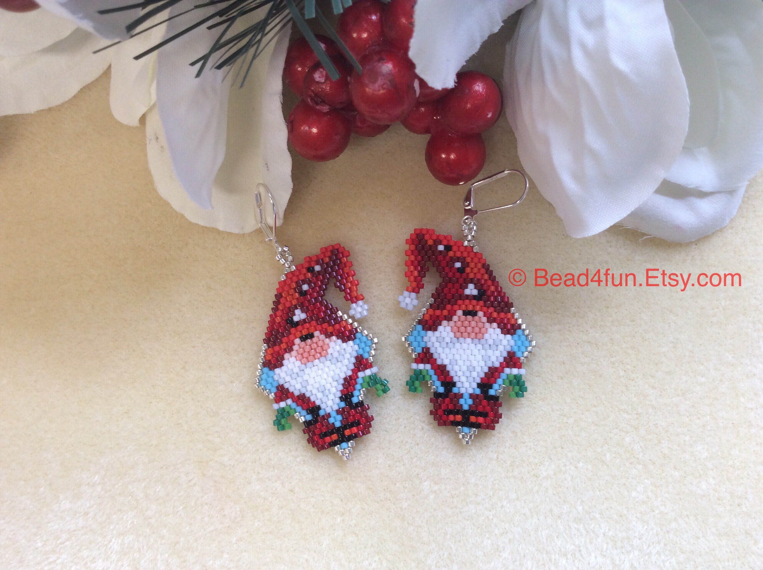 Seed Beaded Earrings Name red Gnomes gnome Earrings Etsy Ireland