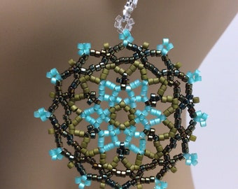 Mandala Seed Bead - Geometric Circular Earrings - Peyote Stitch Beadwork - Dangle Jewelry