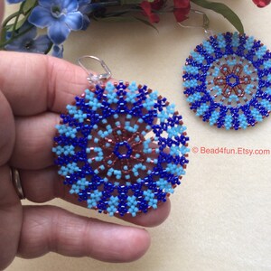 Seed Beaded Circle Lace Geometric Peyote Earrings, Modern Western Boho Fashion Style Affordable Gift For Her, Limited Edition, Bead4fun image 5