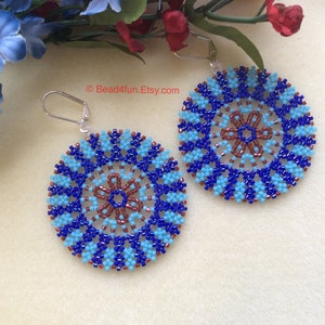 Seed Beaded Circle Lace Geometric Peyote Earrings, Modern Western Boho Fashion Style Affordable Gift For Her, Limited Edition, Bead4fun image 2