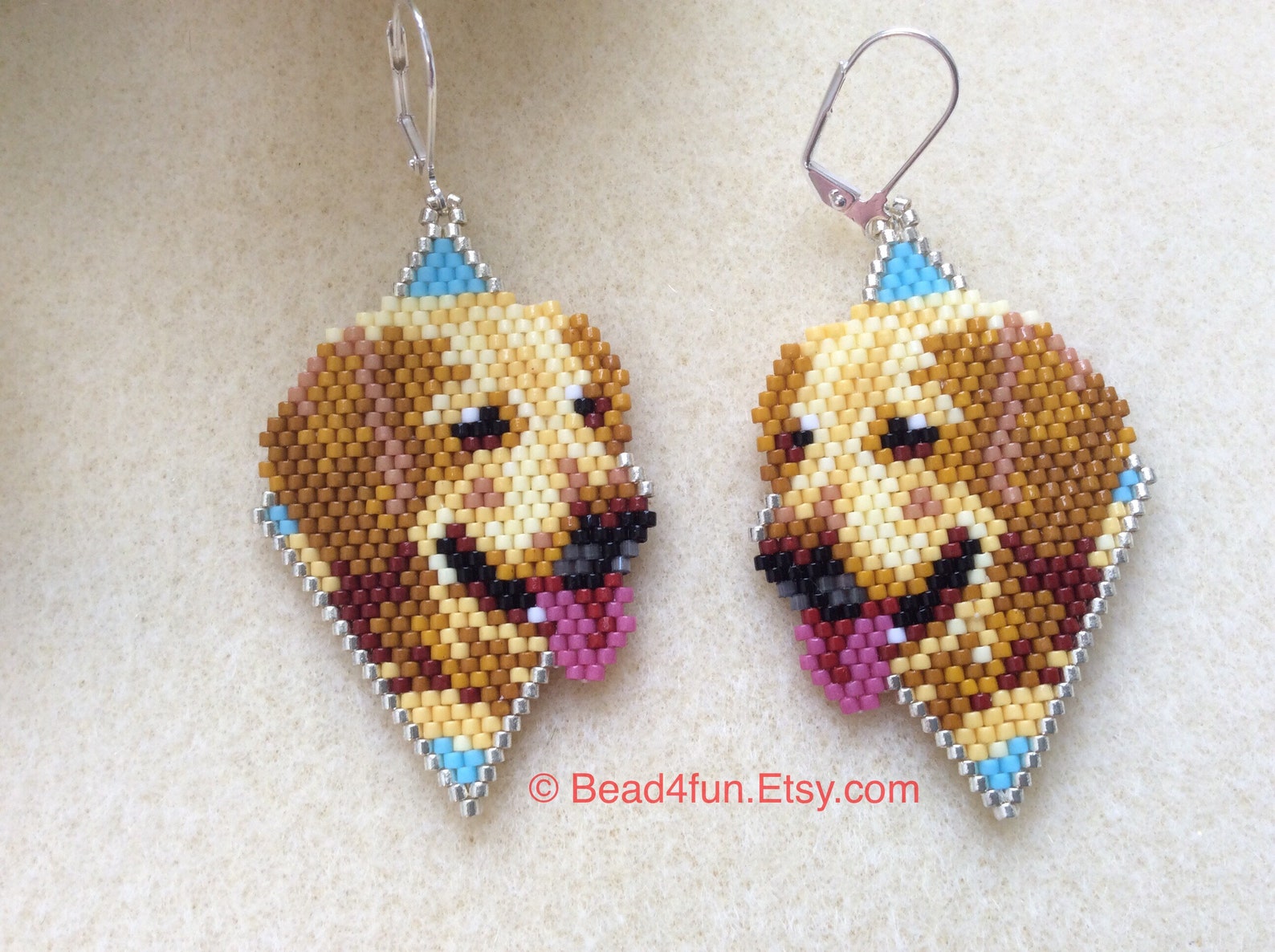 Seed Beaded Earrings Name golden Retrievers Dog Earrings Etsy