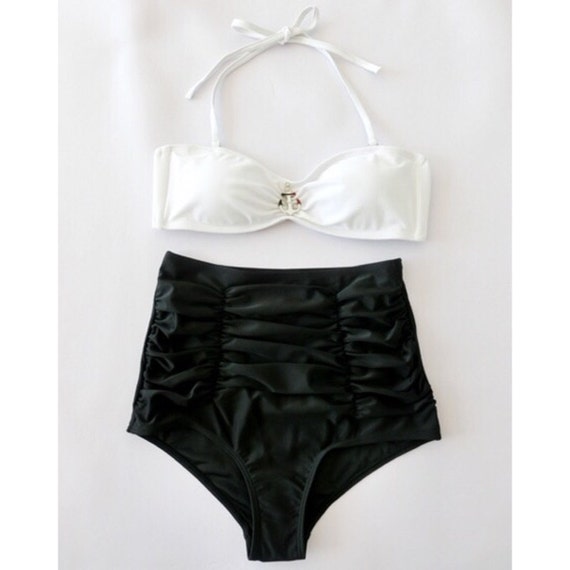 Items similar to SALE! Retro Style Anchor Accent White Bandeau Top