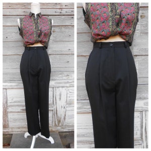 【90s】archive Vintage Black Wide slacks Vintage 90s Black Wide Slacks M, 90s Minimal Straight Leg Trousers
